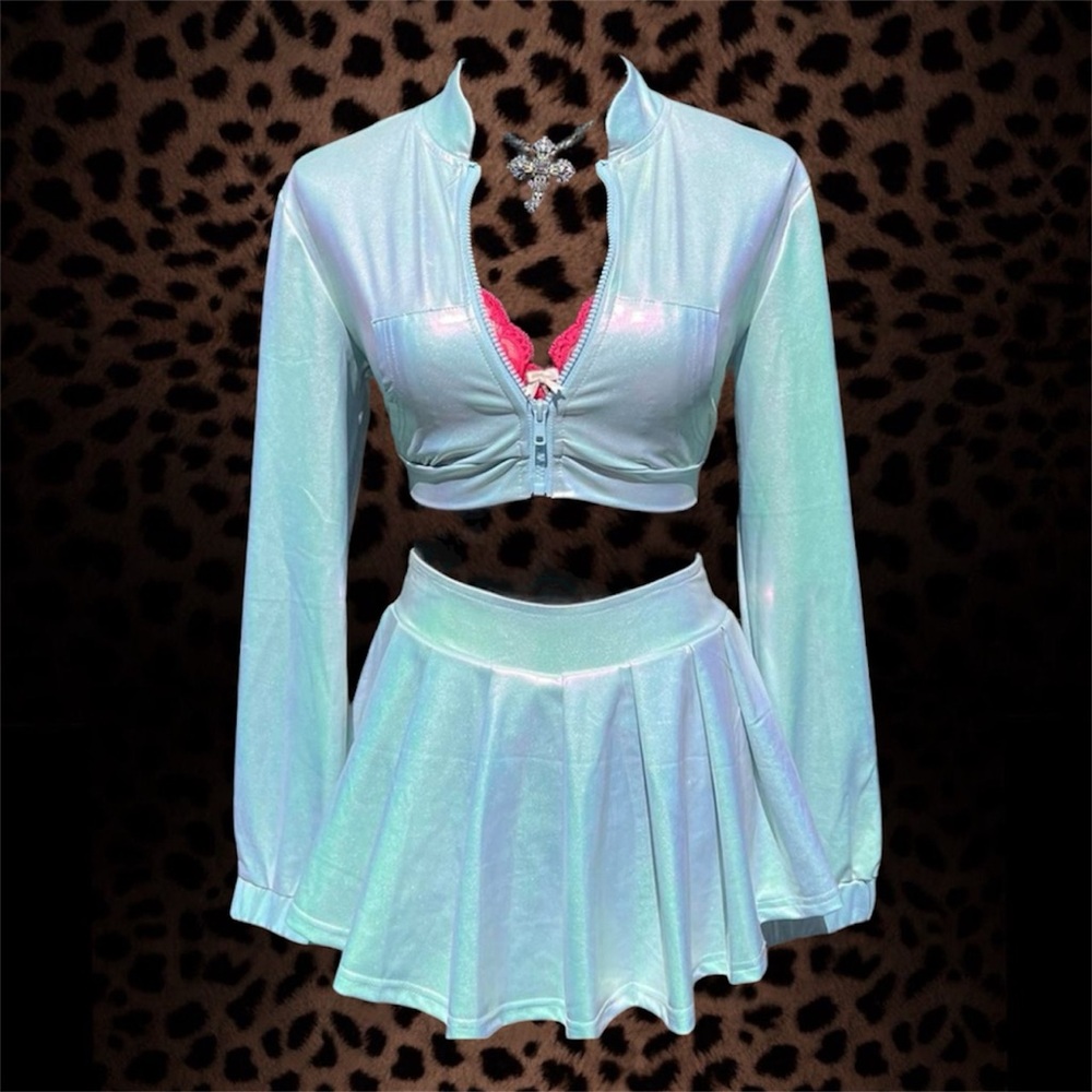 NWT Chrome gyaru trashy y2k deadstock edc mini skirt set
